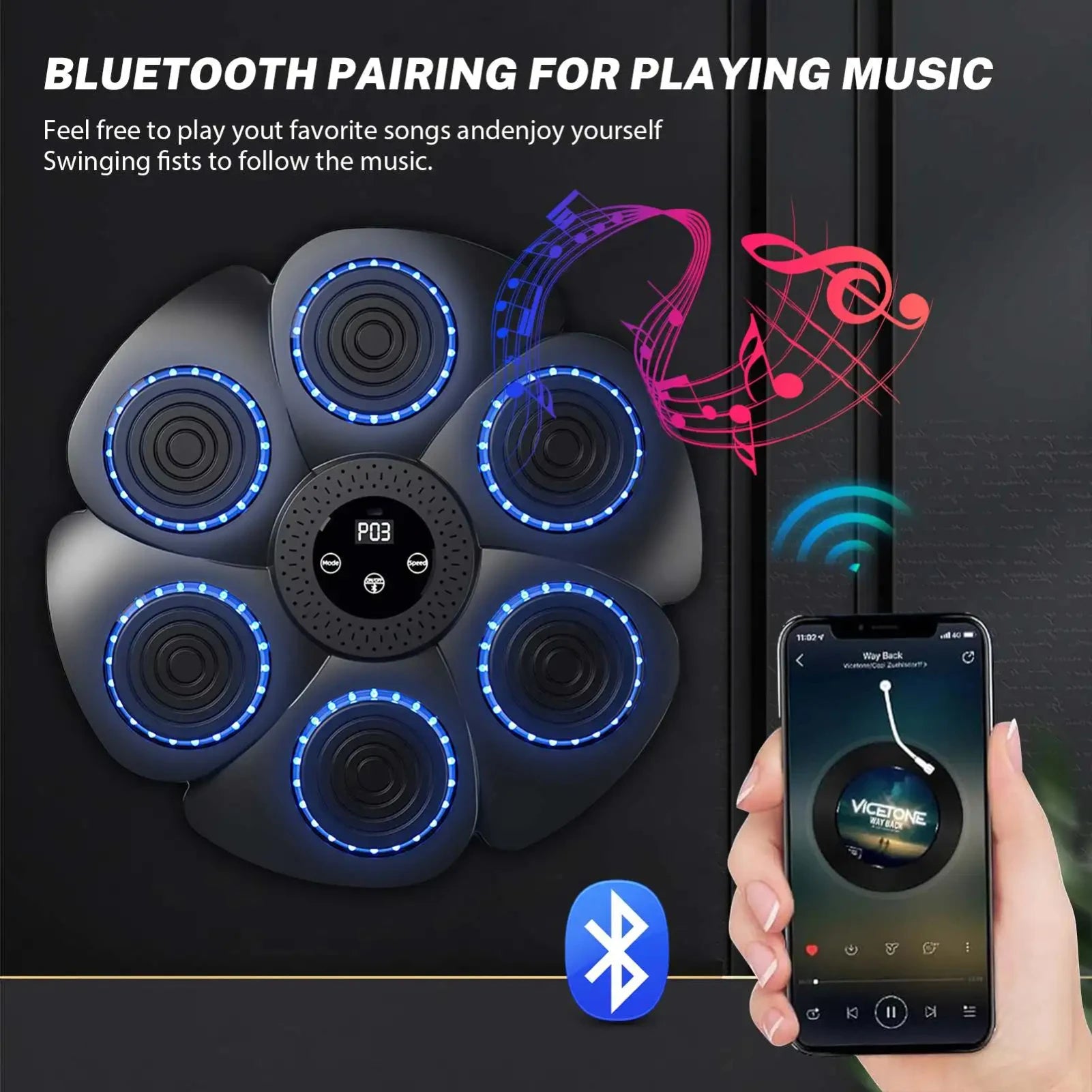 Smart Bluetooth Music Boxing Machine with Boxing Gloves, Wall Mounted Boxing Trainer, Suitable for Both Adults and Children'S Mu