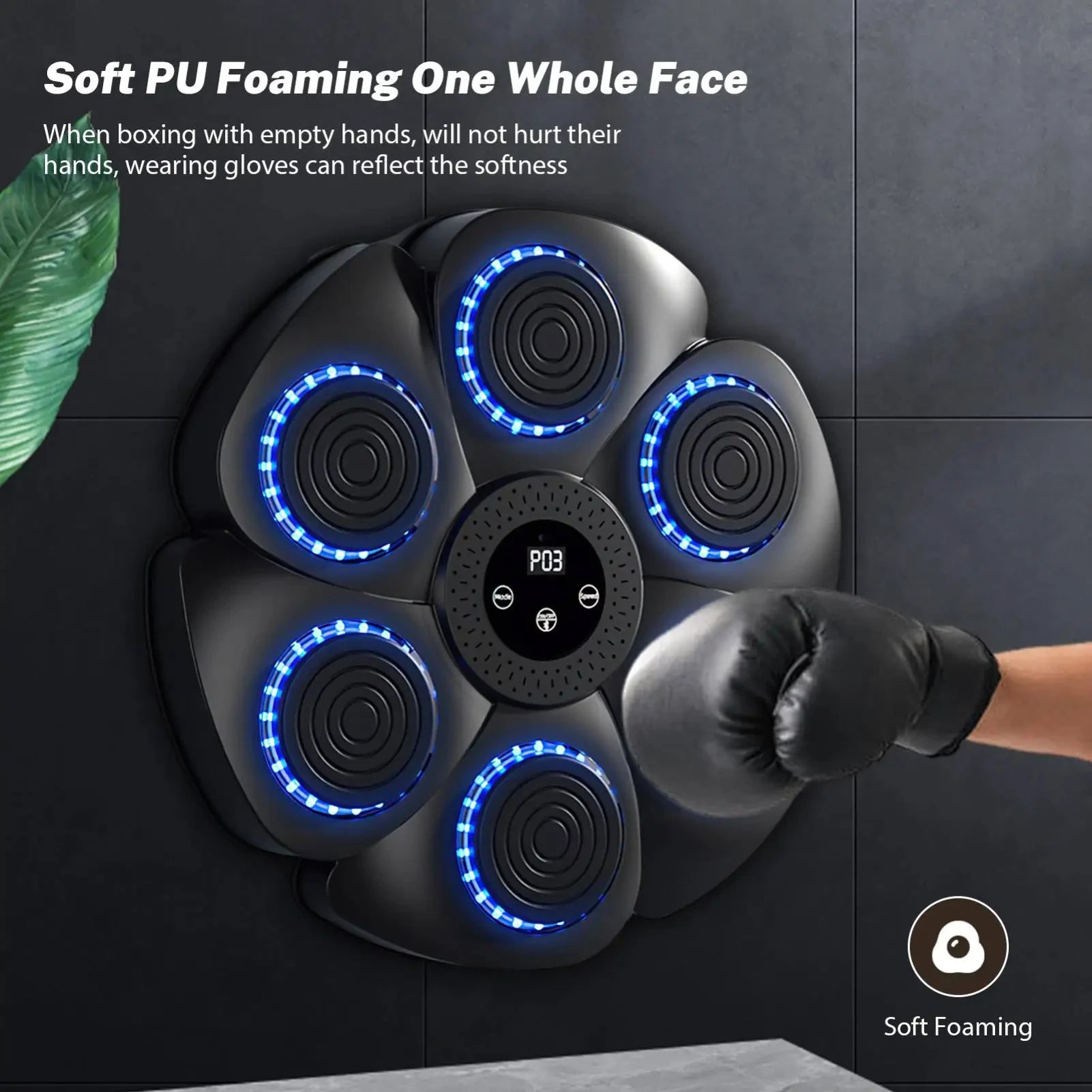 Smart Bluetooth Music Boxing Machine with Boxing Gloves, Wall Mounted Boxing Trainer, Suitable for Both Adults and Children'S Mu